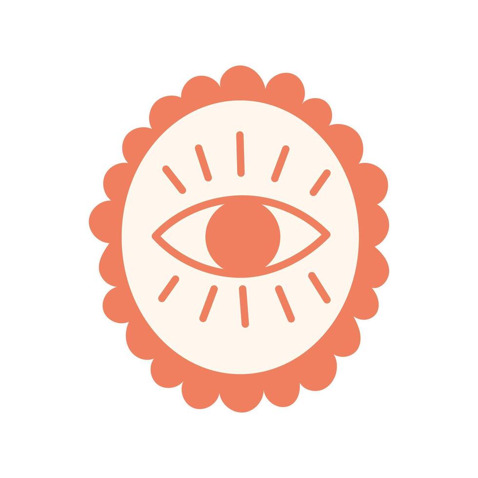 Mystical eye icon in scalloped frame vector
