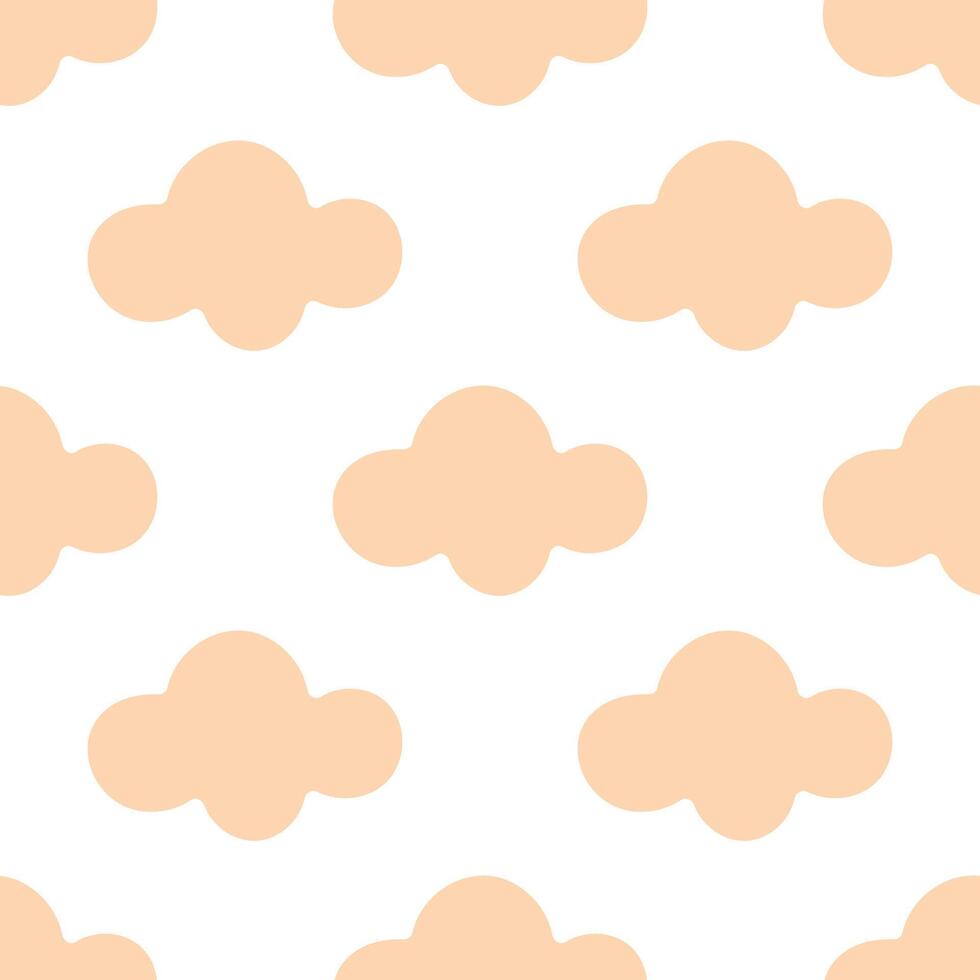 Seamless pastel cloud pattern on white background vector