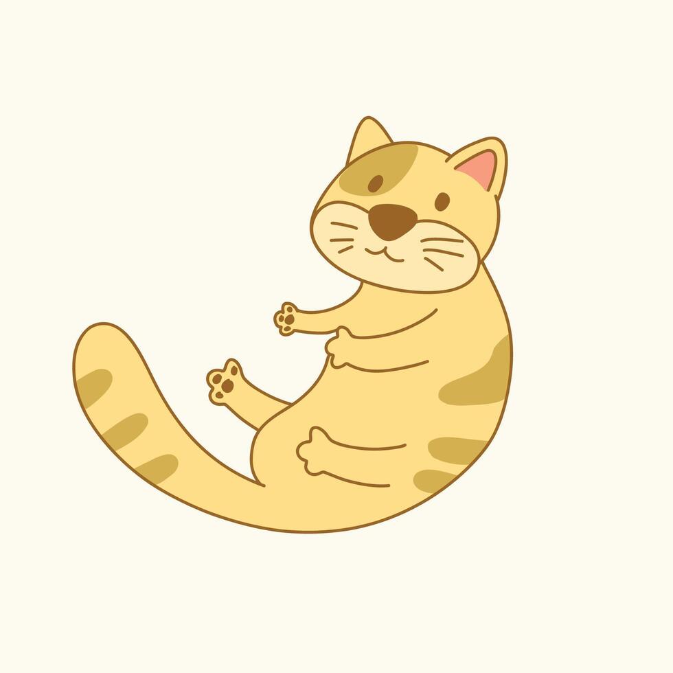 Cute cartoon orange cat laying down and smiling with a playful attitude vector