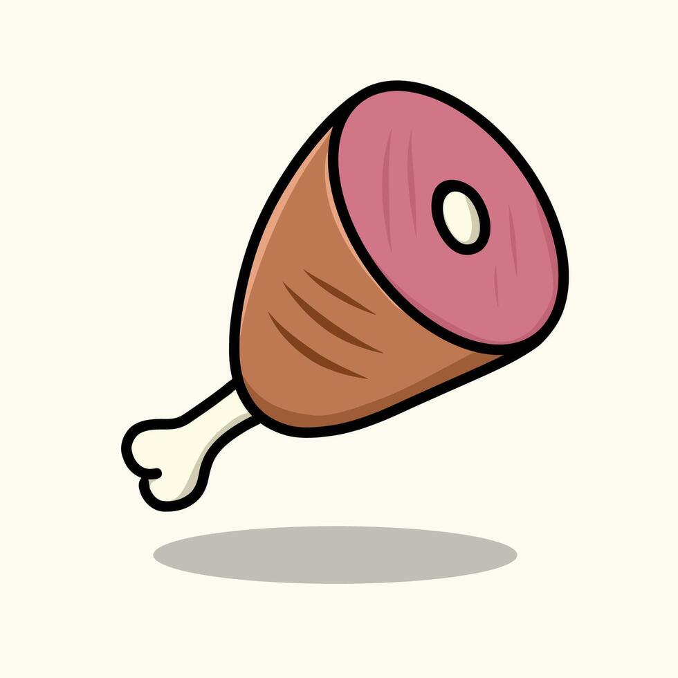 Cartoon illustration of livestock leg meat with bones vector