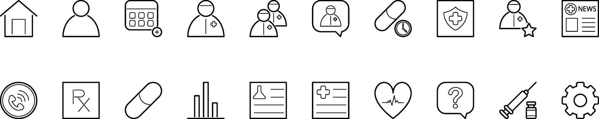 Medical Line Icons Set for Healthcare Apps and Websites vector
