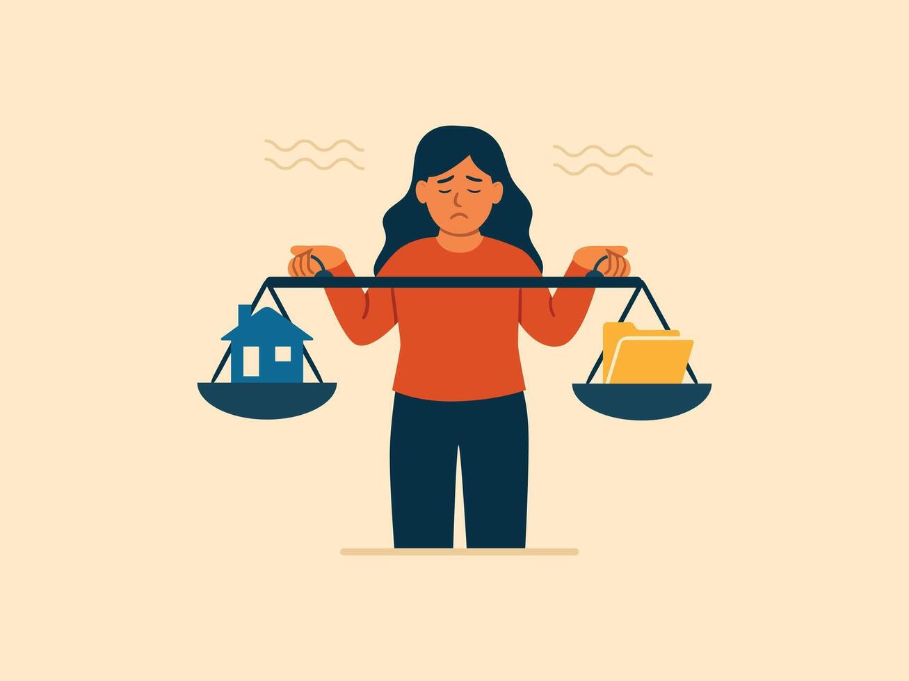 Work Life Balance Struggle and Personal Life vs Career Conflict. vector