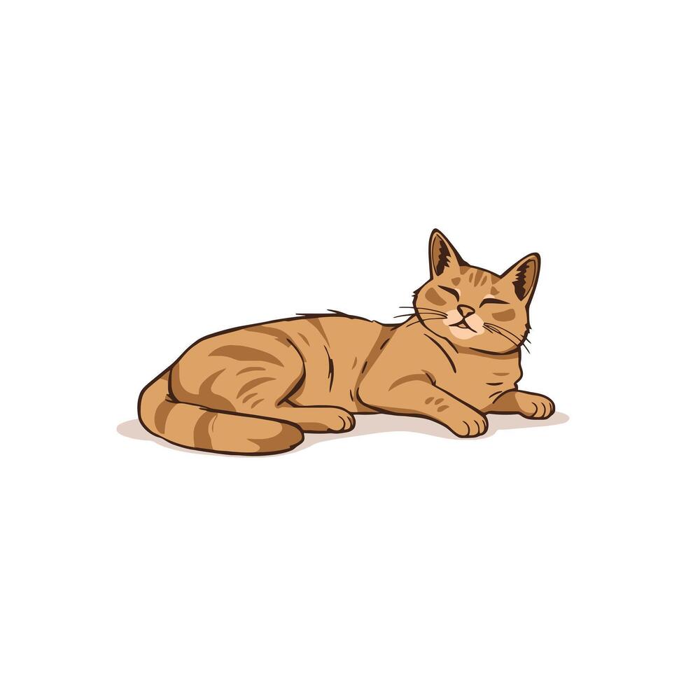 A lazy ginger tabby cat lying down for a nap illustration cute orange cat character feeling sleepy and relaxed perfect for pet lovers vector