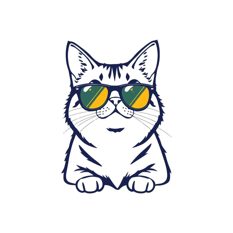 Cool cat wearing sunglasses with a confident attitude stylish illustration funny and modern graphic of a pet with swag for t shirt prints vector