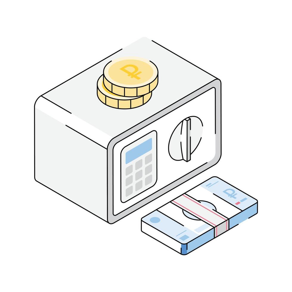 A premium isometric icon of secure digital locker vector