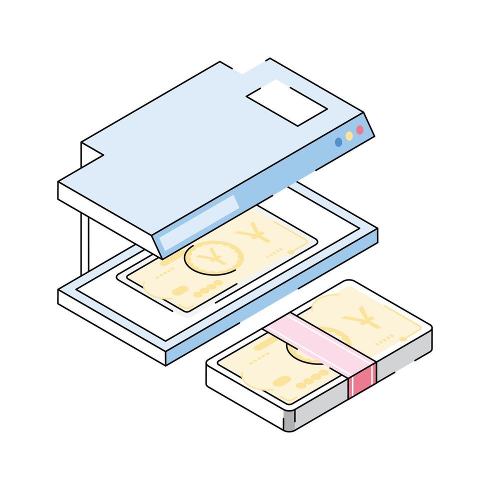 Check out this isometric icon of a currency scanner. vector