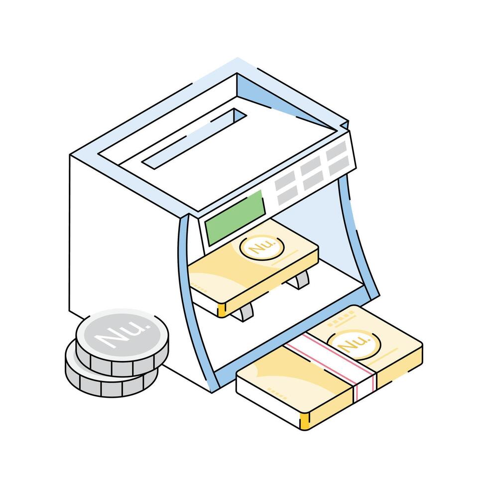 Grab this isometric icon of money scanner machine vector