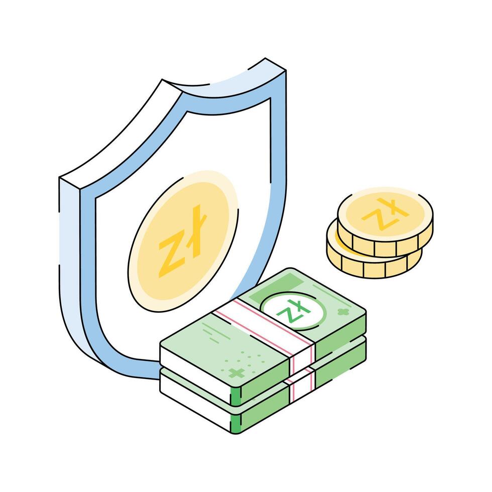 A well designed isometric icon of money insurance shield vector