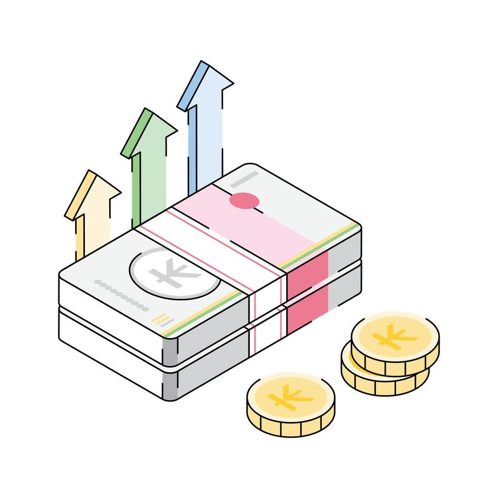 Trendy isometric icon showing concept of money growth vector