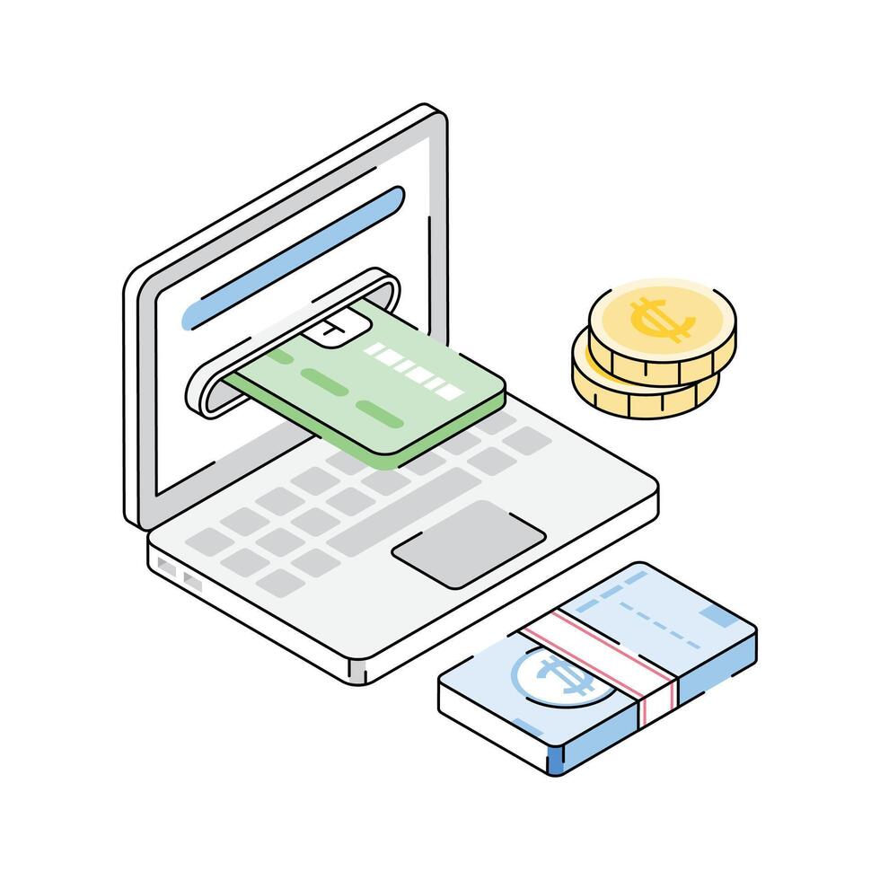 An amazing isometric icon of card transaction concept vector