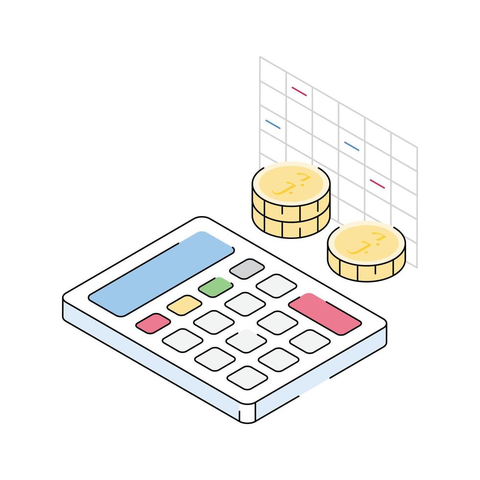 An isometric style icon representing monthly budget planning vector