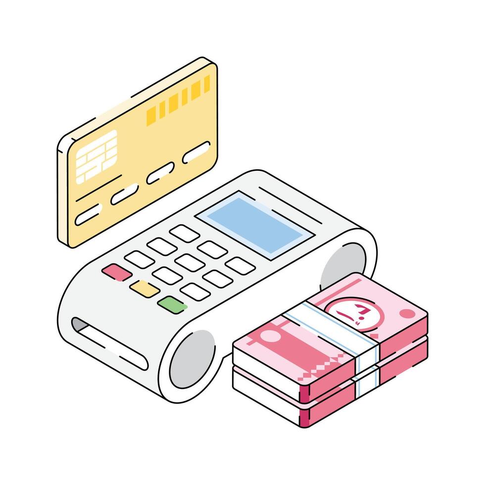 Check out this isometric icon of pos terminal billing vector
