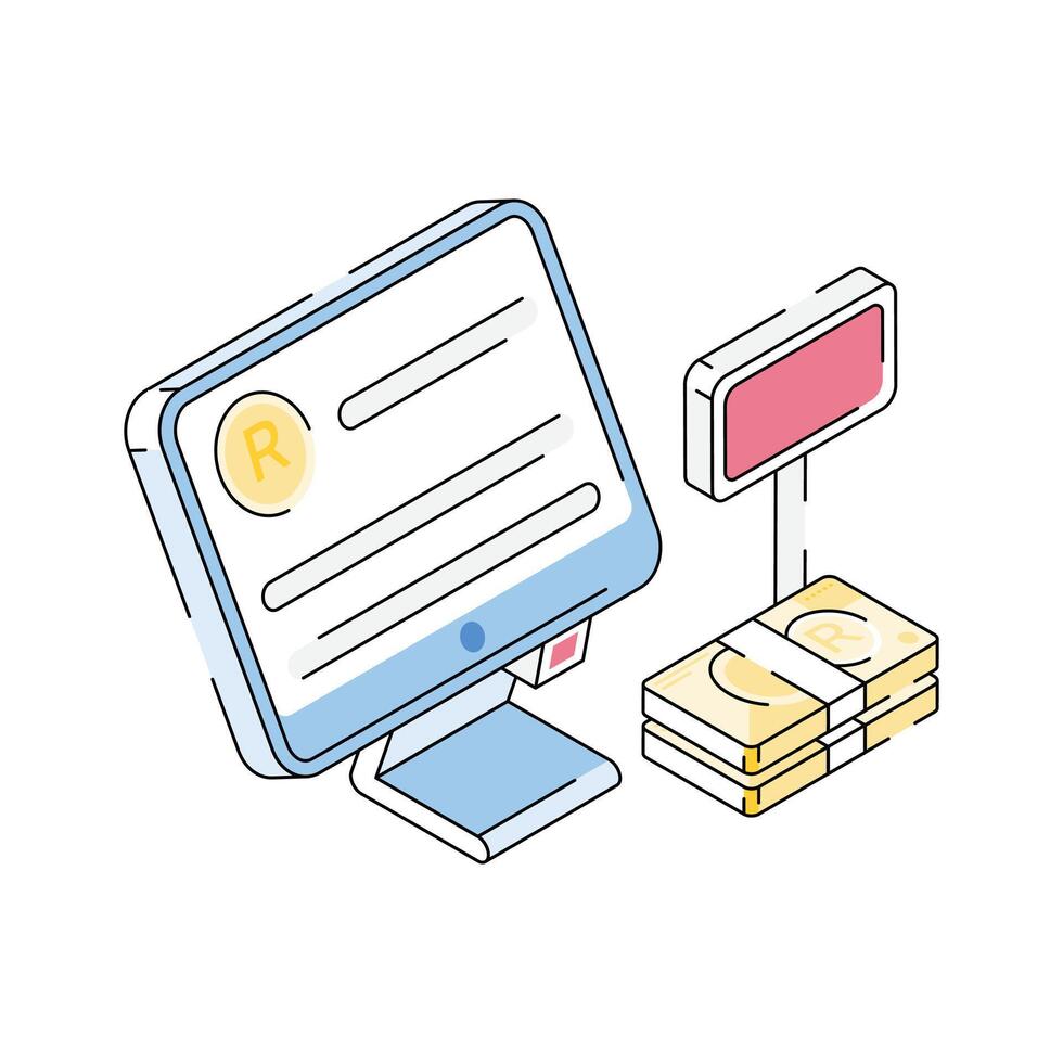 Modern isometric icon of checkout counter payment vector