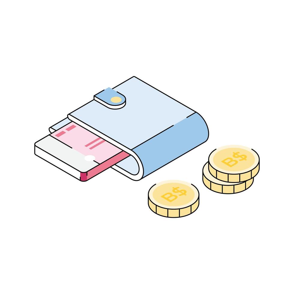 A visually appealing isometric icon of money wallet vector