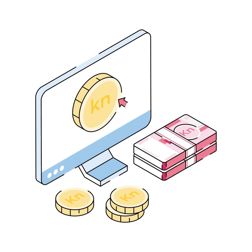 A modern isometric icon of ppc advertising model vector