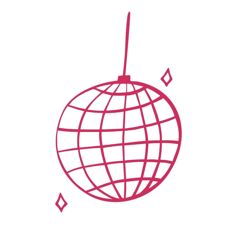 Scribble Disco ball with isolated on a white. Perfect for design of events banners and flyers, night club or music festival logo vector