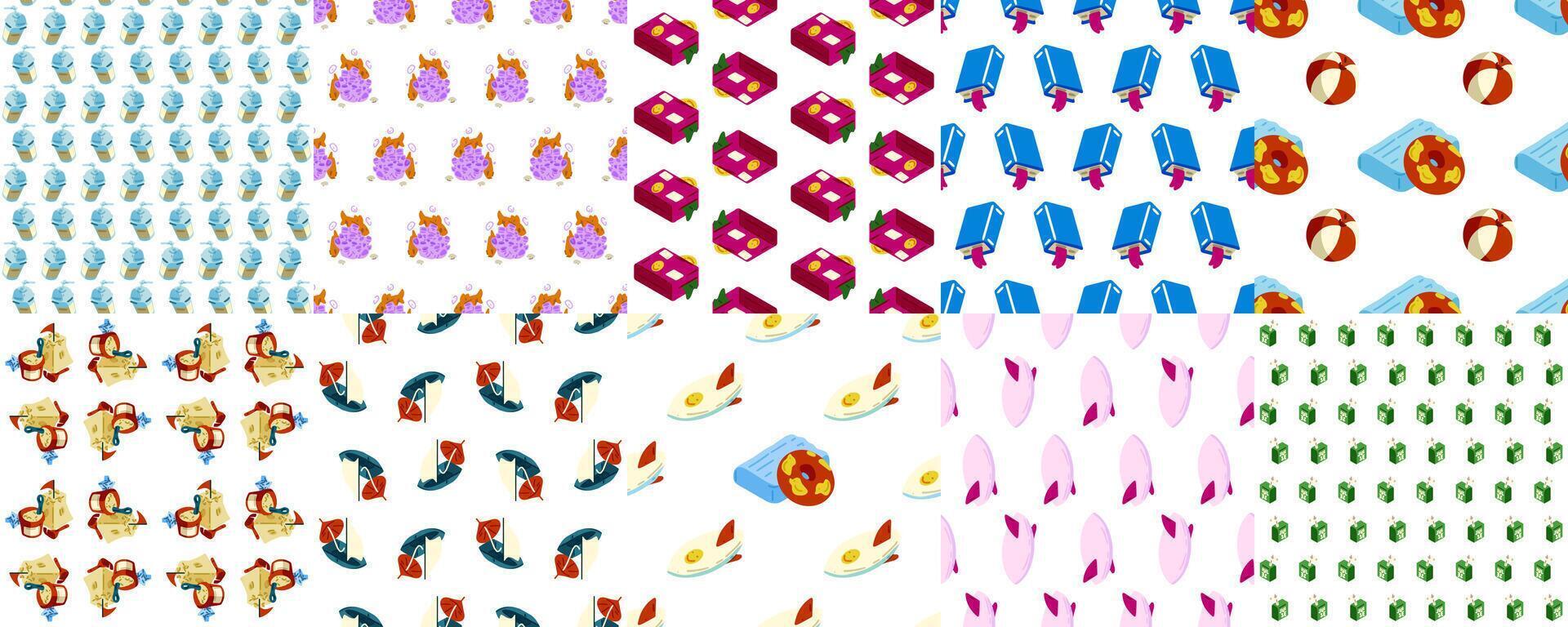 Playful Ocean Summer Pattern Pack vector