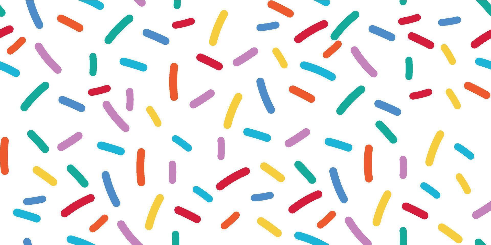 Rainbow Vermicelli Sprinkle Texture with Seamless Candy Background Featuring Donut Glaze and Sweet Colorful Sugar Decorations for Playful Dessert Inspired Pattern and Graphic Projects vector