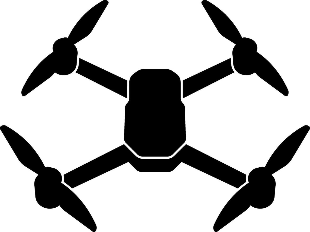 Black icon of a drone or quadcopter in minimal style, top view, without background, suitable for technology or aviation themes vector