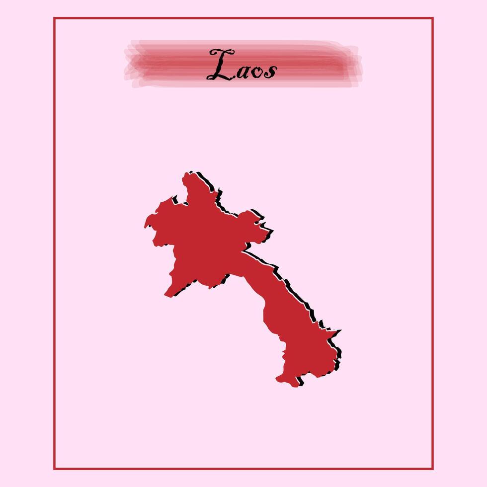 map of laos country in red vector