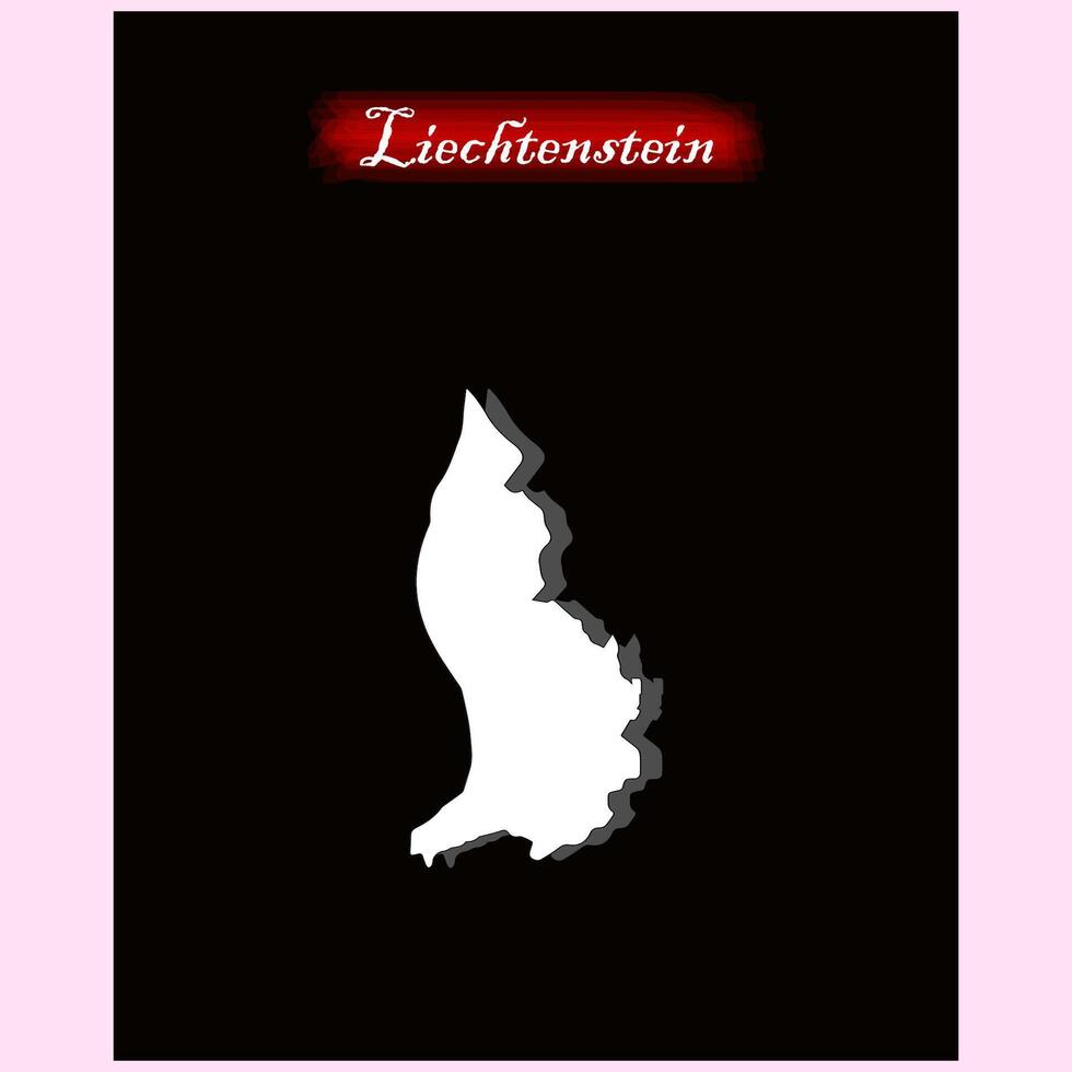 liechtenstein country map white color black background vector