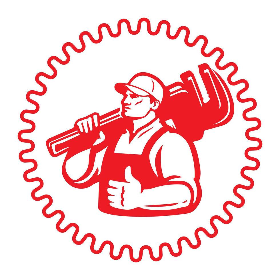 Retro cartoon illustration of a man holding a Mechanical tool Car repair vector
