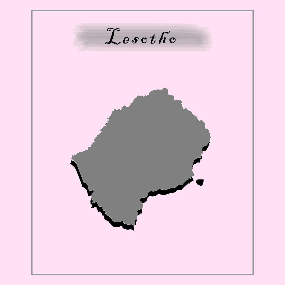 Lesotho country map in grey vector