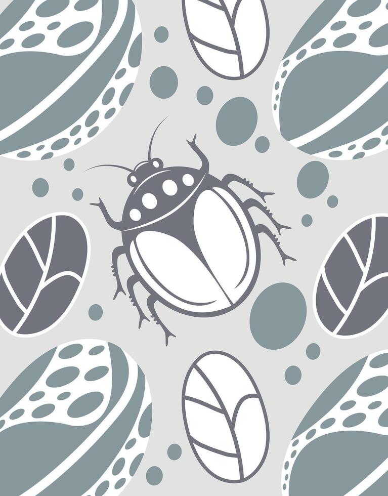 Graphic bug with abstract leaves and organic shapes vector