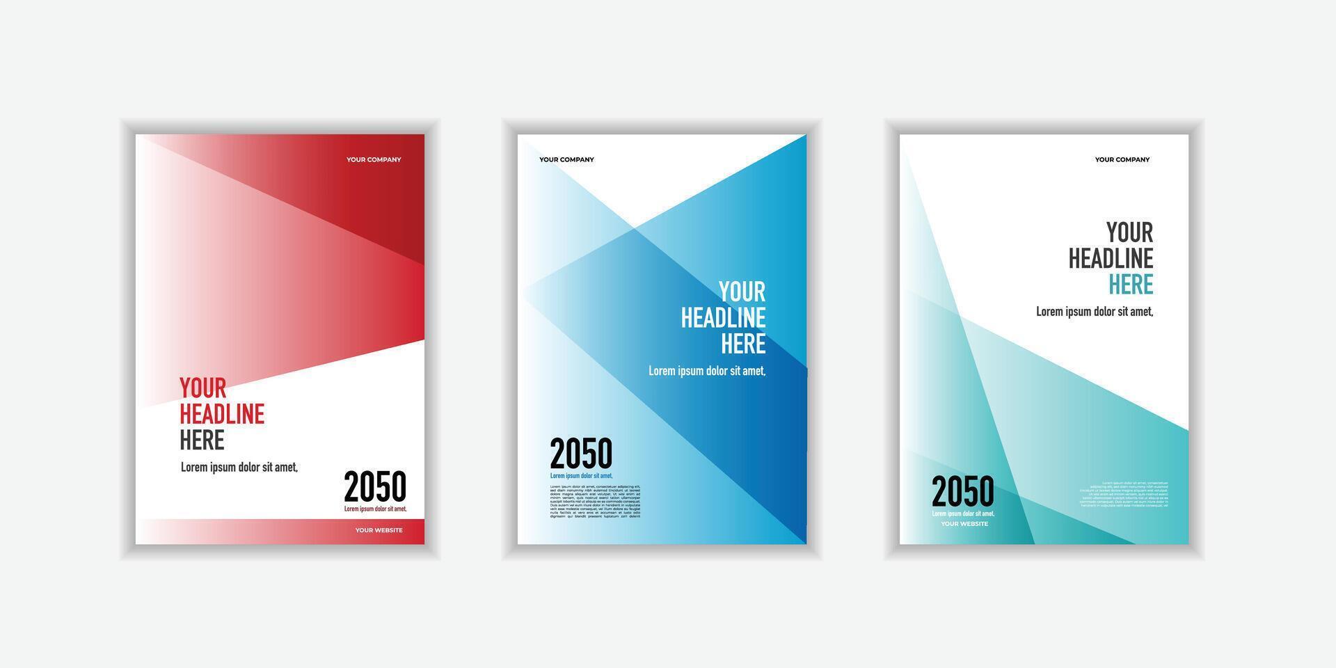 Modern folding ribbon theme book cover template in gradient color. A4 size book cover template for annual report business company trend vector