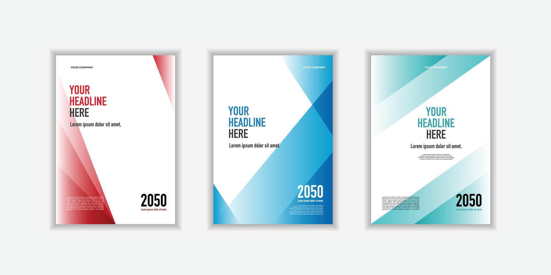 Modern folding ribbon theme book cover template in gradient color. A4 size book cover template for annual report with gradient color vector