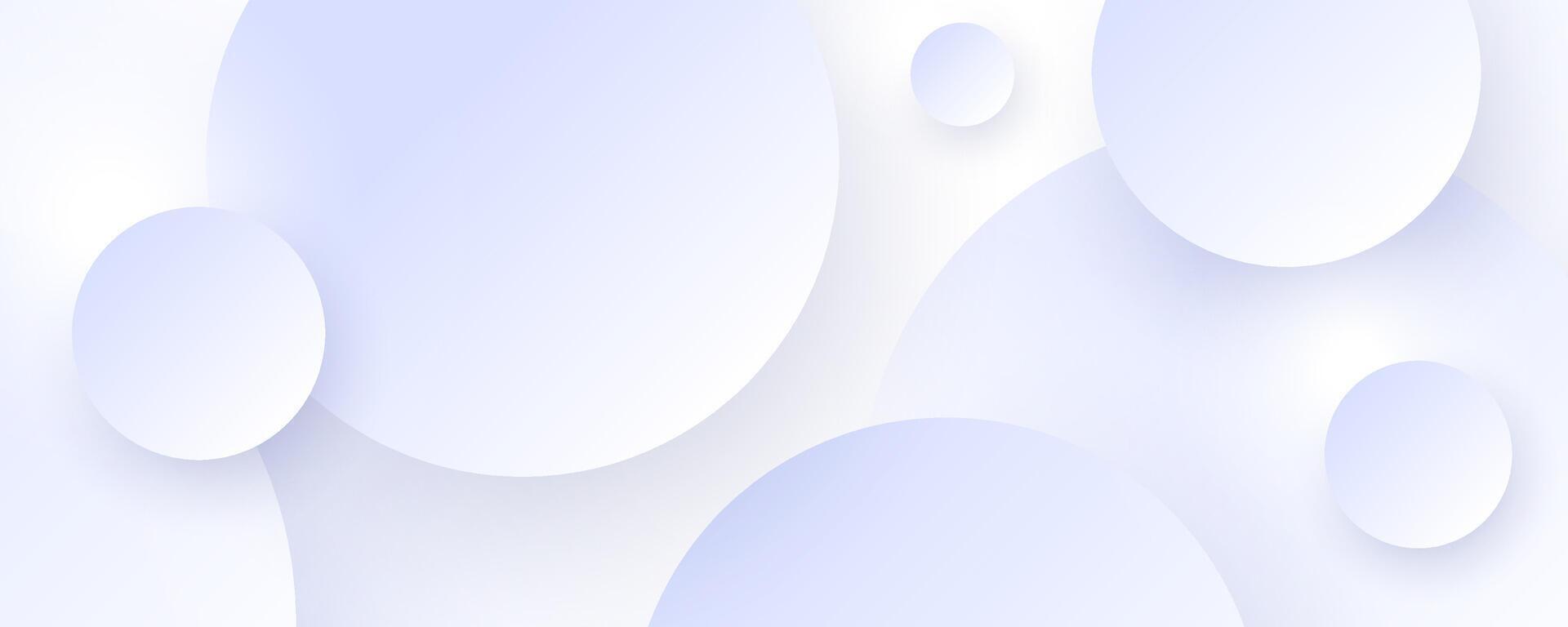 Elegant white abstract background featuring soft, like paper cut circular shapes gently floating across a light surface, enhanced with smooth gradients and subtle depth to create a calm, modern visual vector