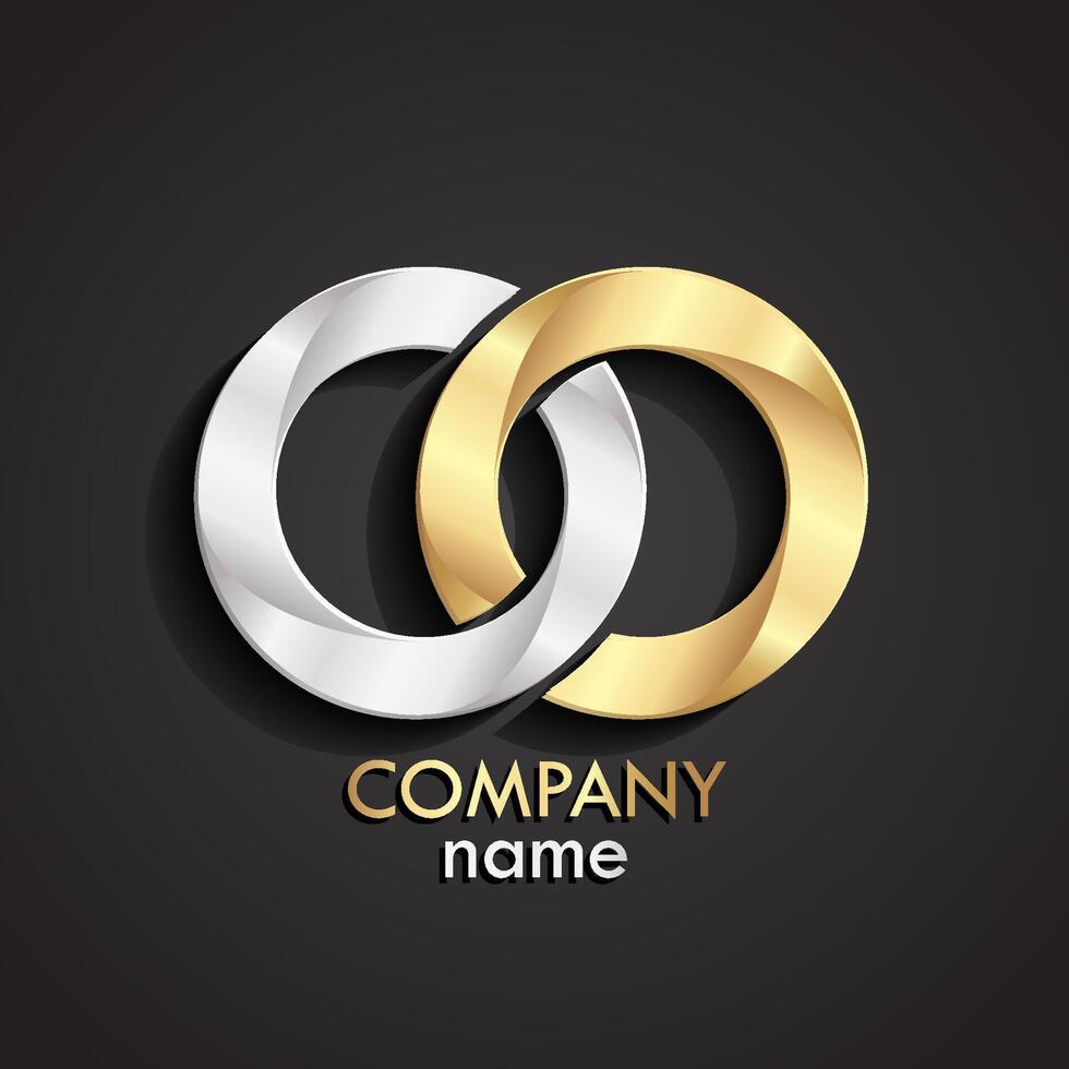 golde and silver circles modern design 3d logo vector