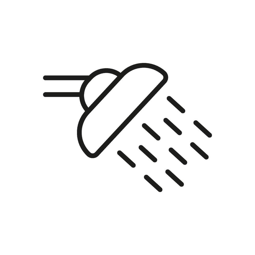 Shower Head With Water Spray Line Icon. Bathroom Fixture, Hygiene, And Water Conservation Outline Symbol. Home Improvement And Plumbing. Editable Stroke. Isolated Illustration vector