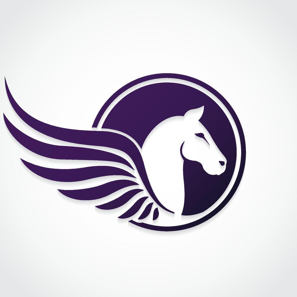 color winged horse pegasus negative shape logo vector
