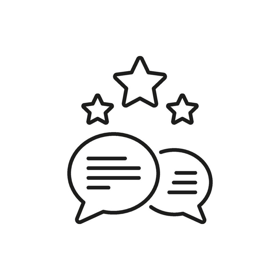 Speech Bubbles With Stars Line Icon. Customer Feedback, Review, And Rating Outline Symbol. Communication And Quality Assessment. Editable Stroke. Isolated Illustration vector