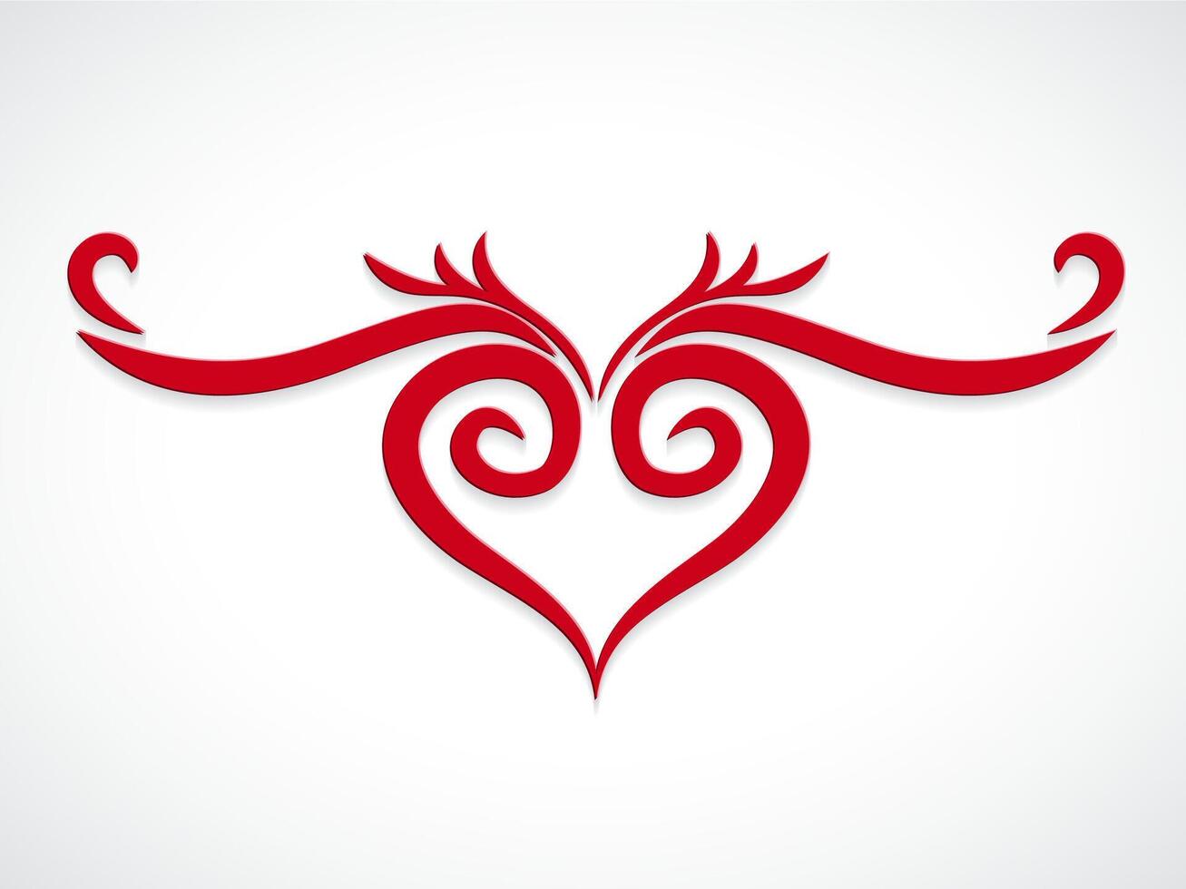 abstract red heart ornament symbol vector