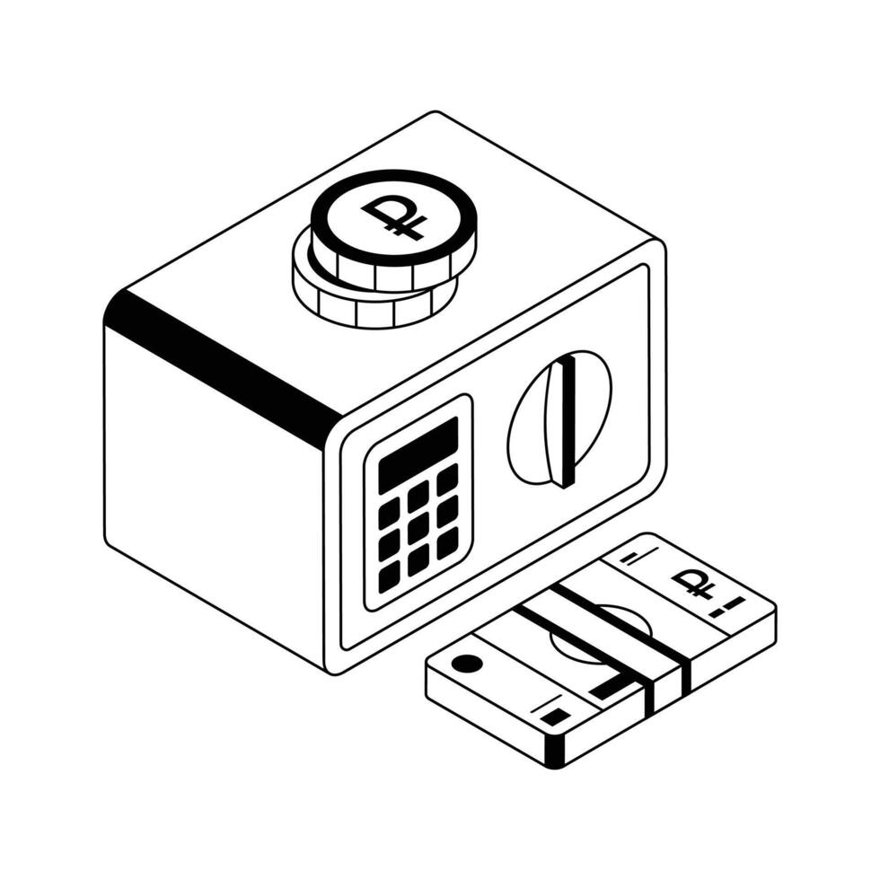 A premium isometric icon of secure digital locker. vector