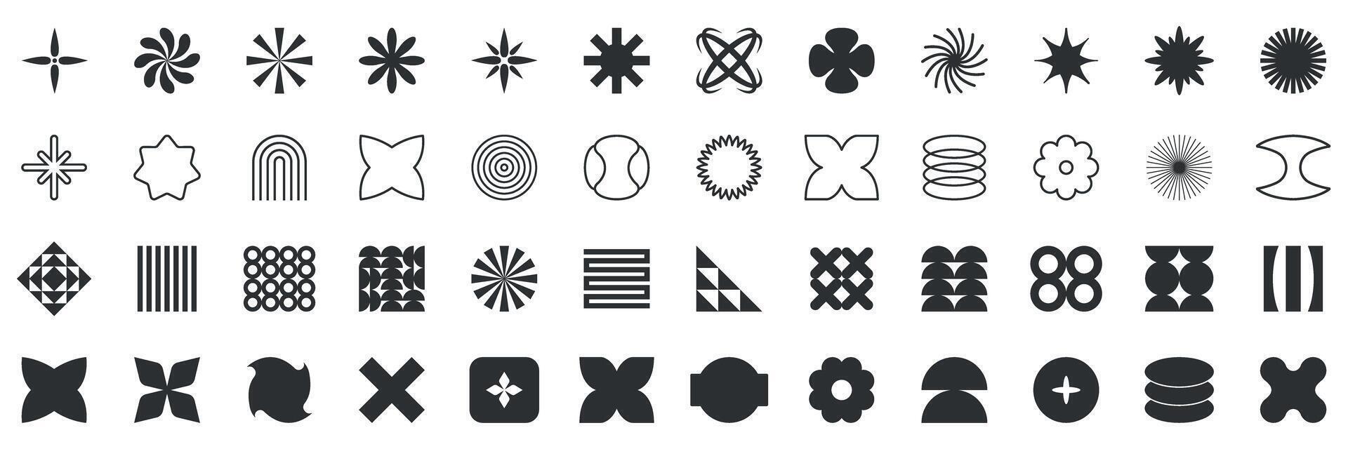 Dynamic Geometric UI Accent Shapes Solid Icon Set. Dynamic Geometric UI Accent Shapes Silhouette Symbol Collection. Isolated Illustration vector