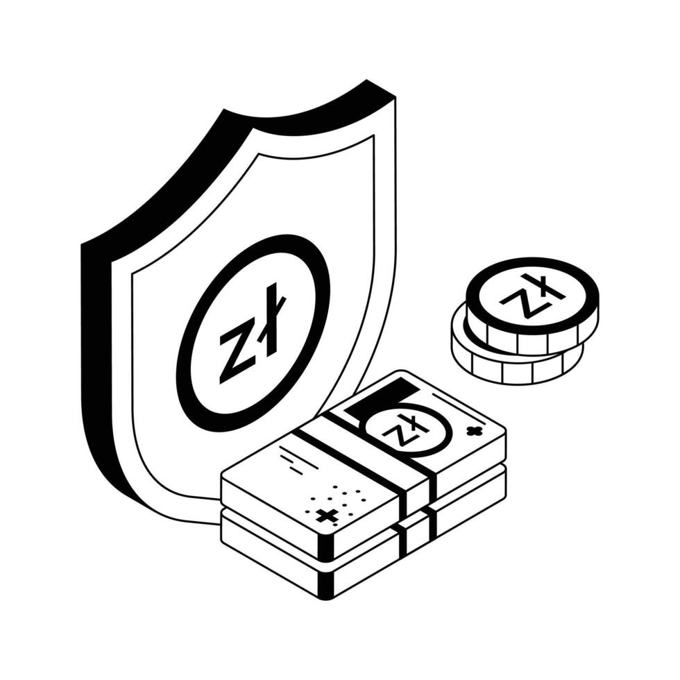 A well designed isometric icon of money insurance shield. vector
