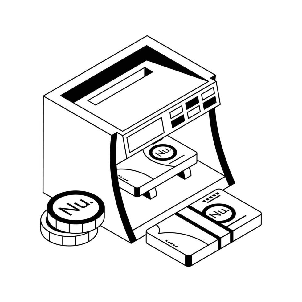 Grab this isometric icon of money scanner machine. vector