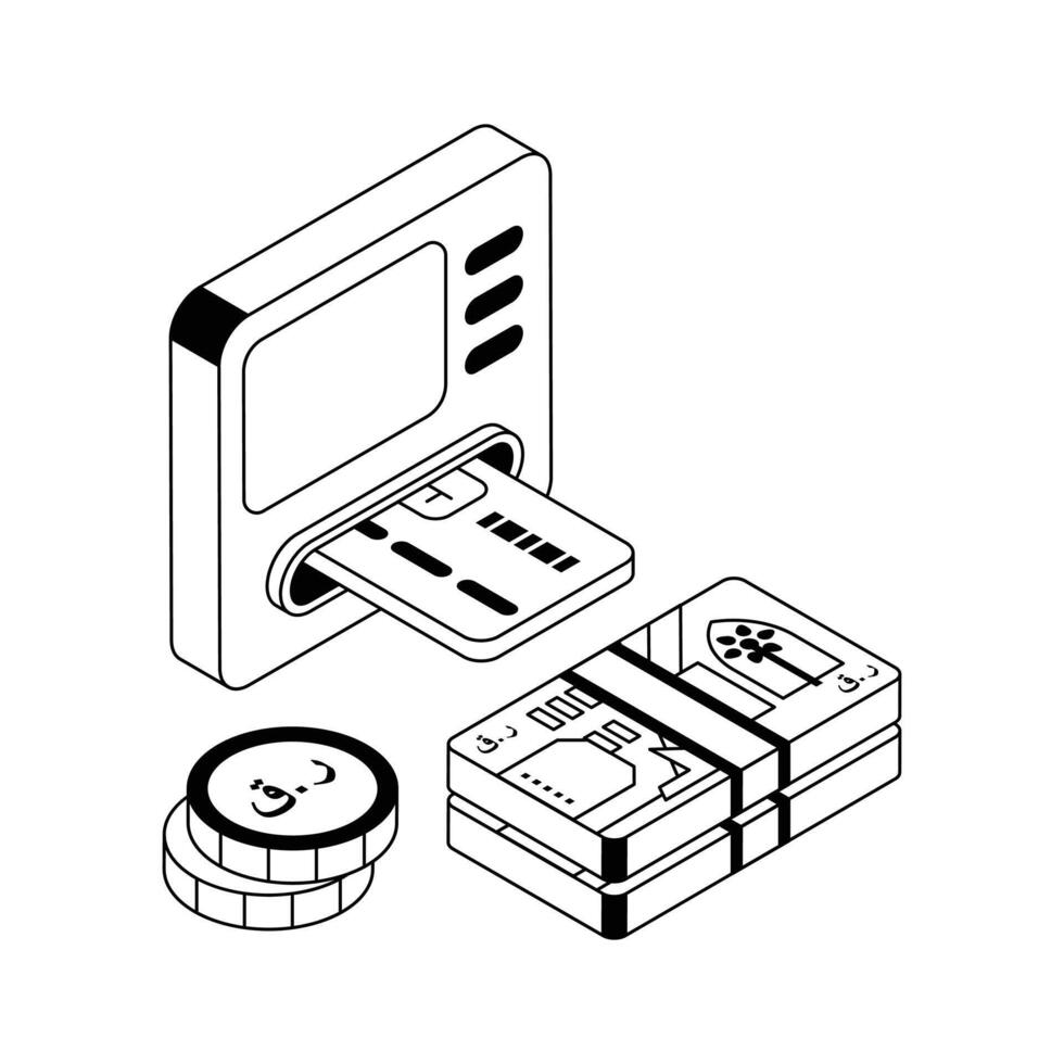 A well designed isometric icon of insert card.. vector
