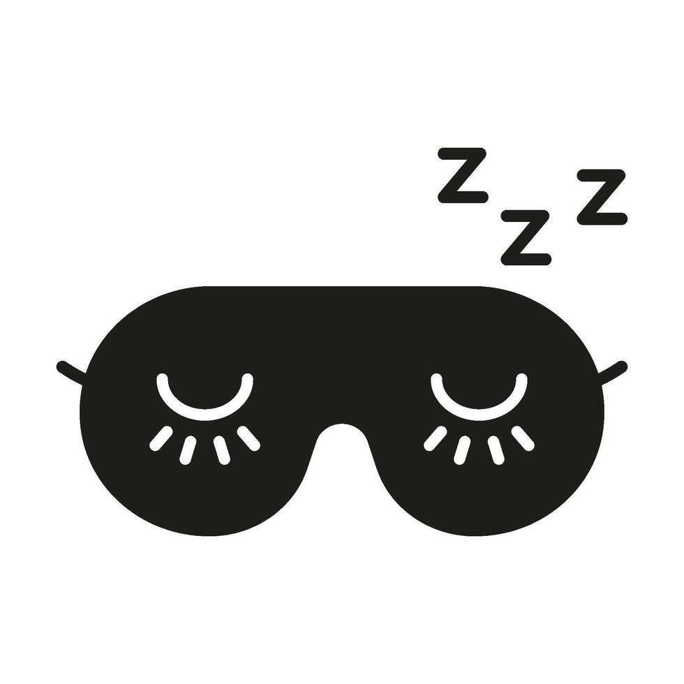 Sleep Mask With Zzz Solid Icon. Restful Sleep, Relaxation, And Nighttime Comfort Silhouette Symbol. Sleep Aid And Wellness Concept. Isolated Illustration vector