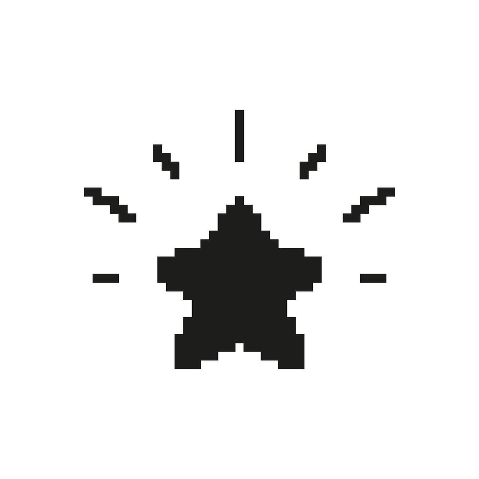 Pixelated Star With Sparkles Icon. Achievement, Success, And Reward Symbol. Retro Gaming And Digital Art Style. Isolated Illustration vector
