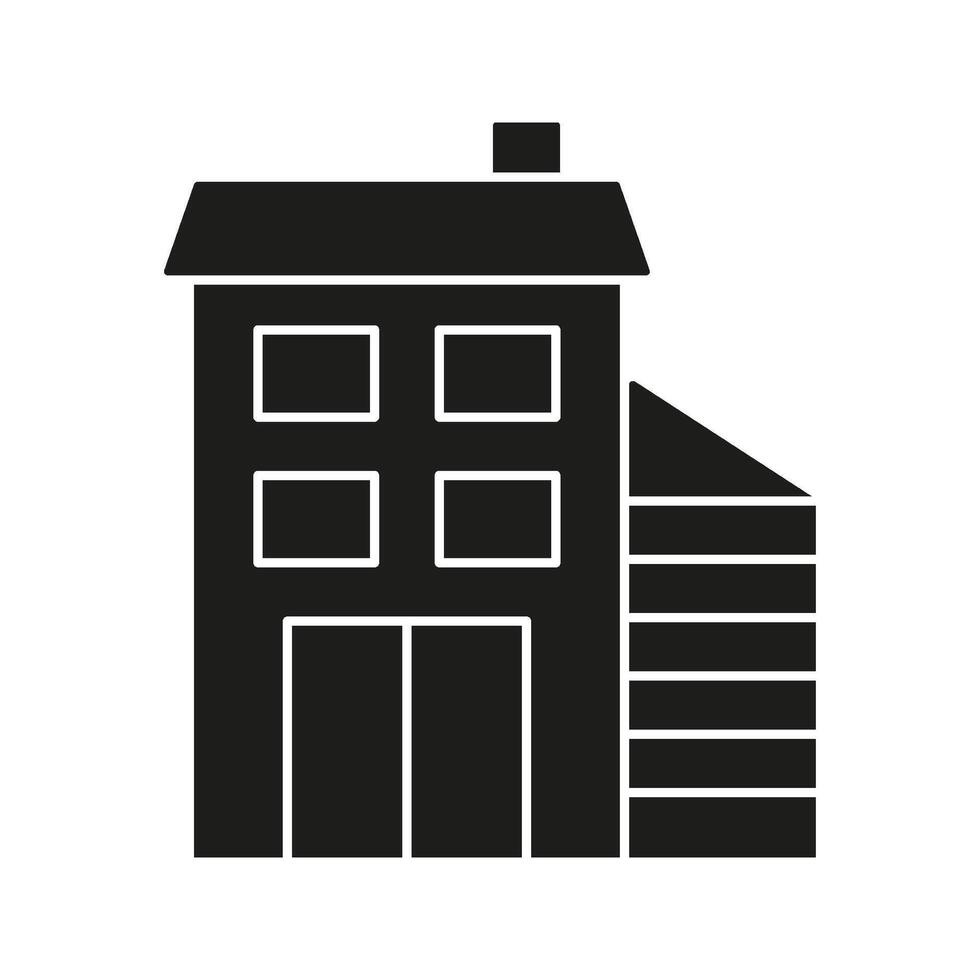 House With Garage Solid Icon. Real Estate, Property Development, And Urban Living Silhouette Symbol. Residential Building And Home Architecture. Isolated Illustration vector