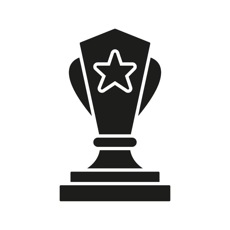 Trophy With Star Solid Icon. Achievement, Excellence, And Recognition Silhouette Symbol. Award And Success Representation. Isolated Illustration vector