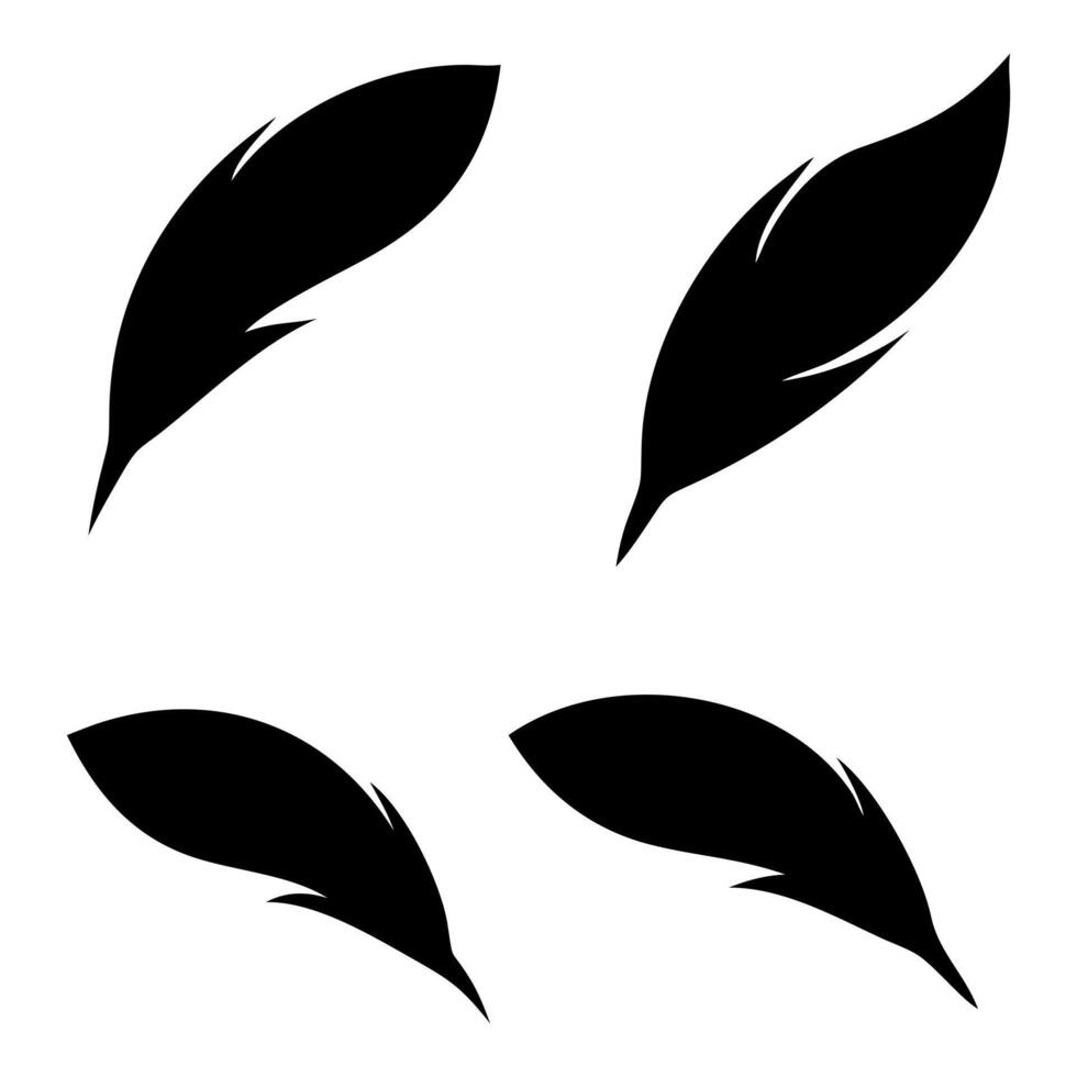 Collection of four black silhouette feathers vector