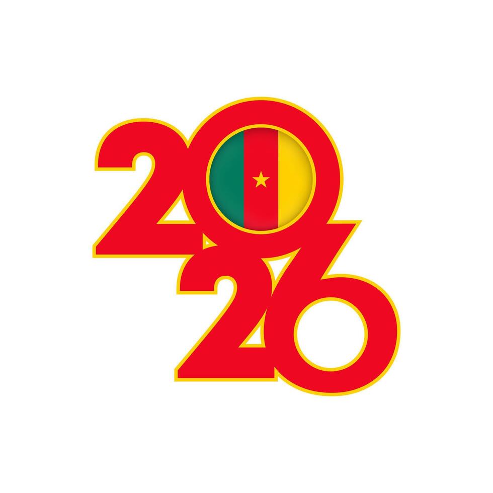 2026 banner with Cameroon flag inside. vector