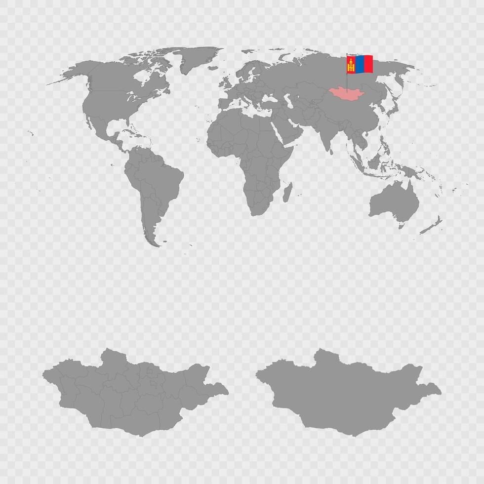 Mongolia Map Set with World Location. vector