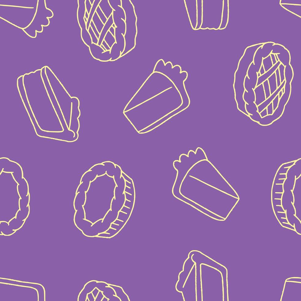 Outline Pie Seamless Pattern Background for Surface Print Fabric Fashion Wrapping vector