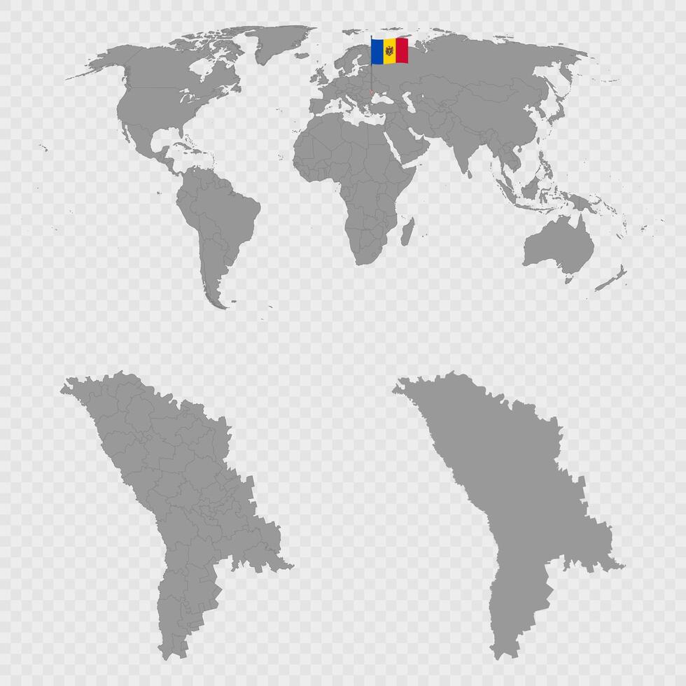 Moldova Map Set with World Location. vector